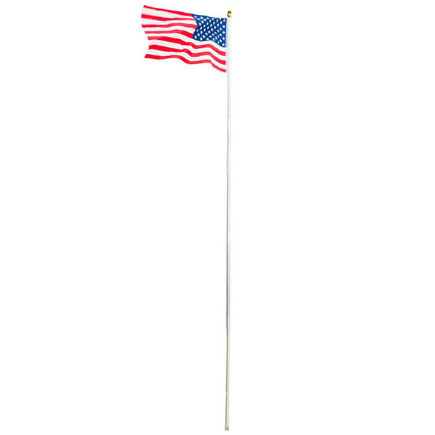 3x5 USA American & State of Florida Flag Aluminum Pole Kit Ball Top 3'x5'